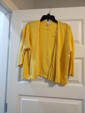 5/$25 Kim Rogers Petite Yellow Knit Open Cardigan